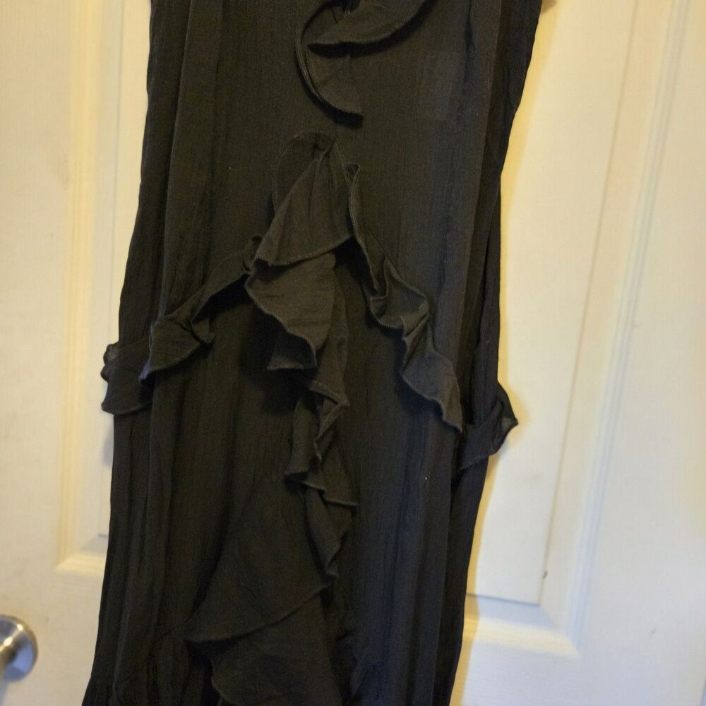 Pretty Little Thing Black Textured Frill Maxi Dress, Size 10 Tall, NWT - Picture 5 of 9